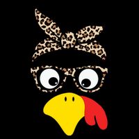 Turkey Face Cheetah Cute Thanksgiving Flatbill Hat
