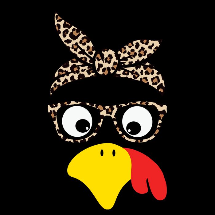 Turkey Face Cheetah Cute Thanksgiving Flatbill Hat