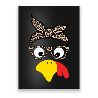 Turkey Face Cheetah Cute Thanksgiving Poster