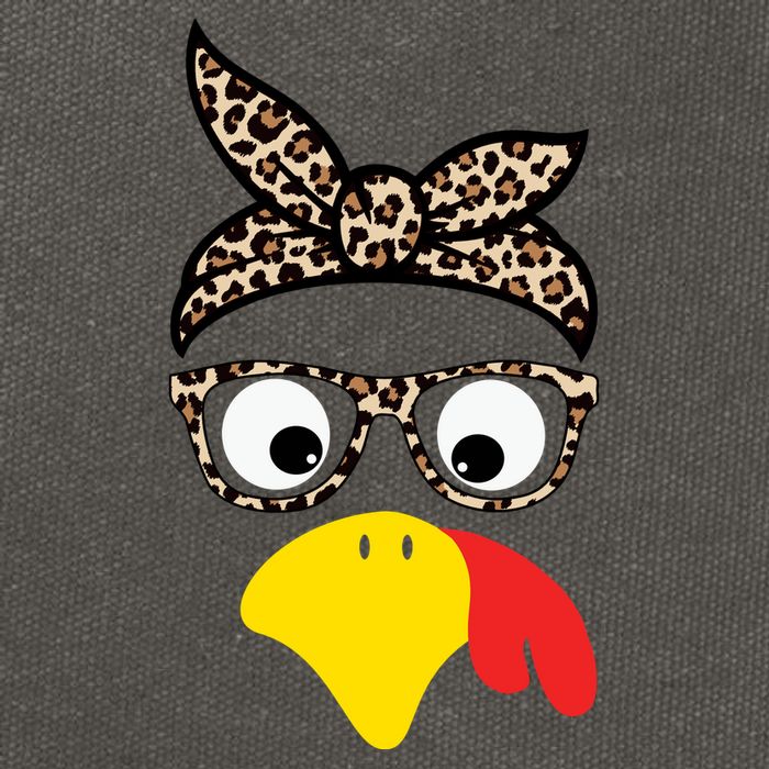 Turkey Face Cheetah Cute Thanksgiving Cotton Canvas Backpack
