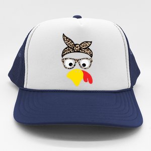 Turkey Face Cheetah Cute Thanksgiving Trucker Hat