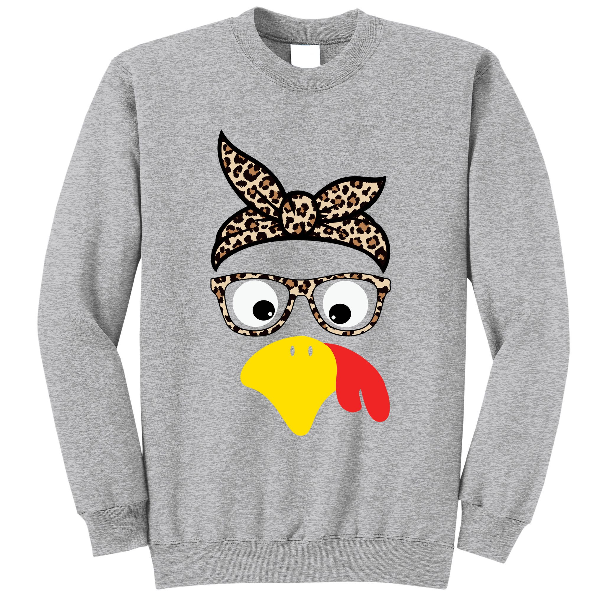 Turkey Face Cheetah Cute Thanksgiving Sweatshirt