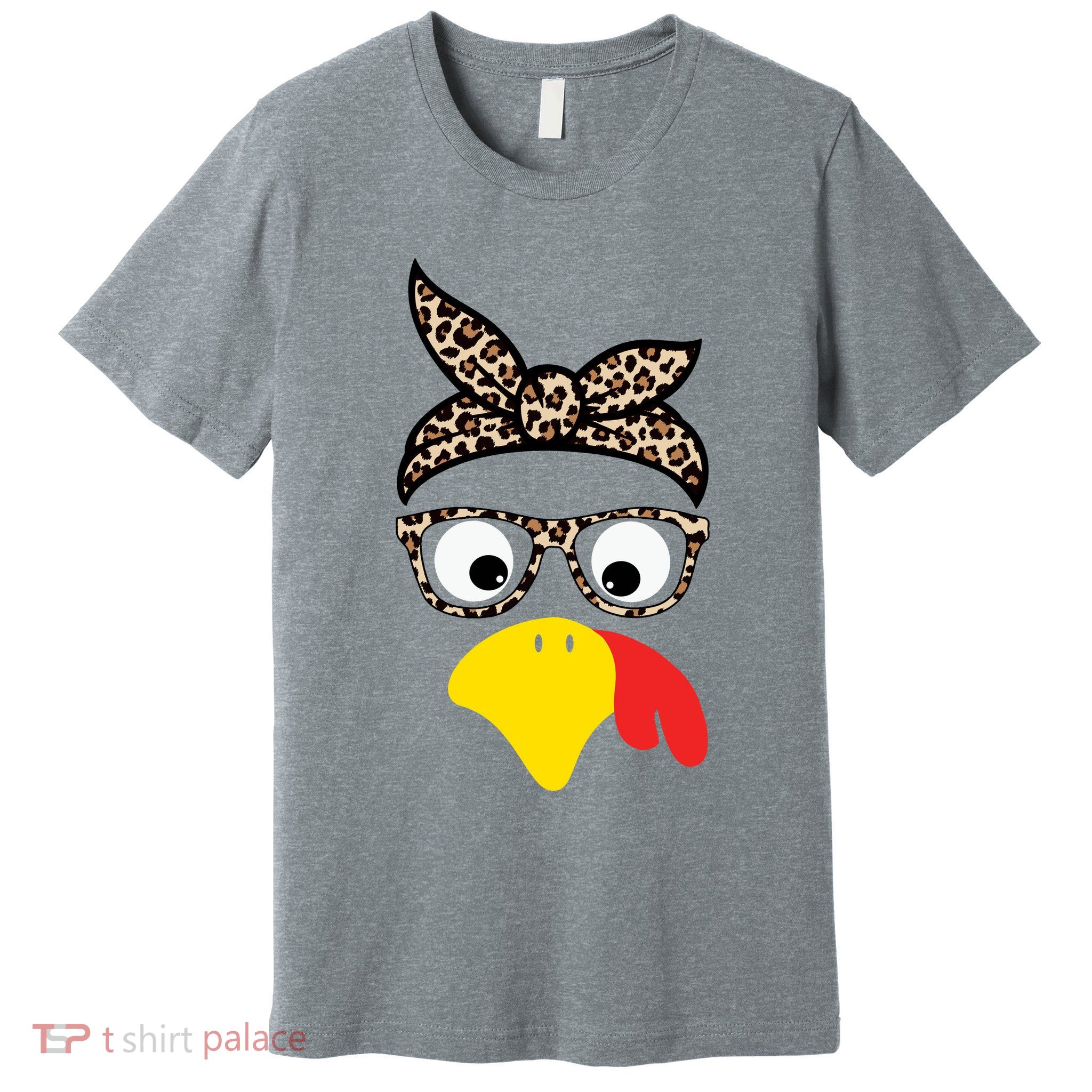 Turkey Face Cheetah Cute Thanksgiving Premium T-Shirt