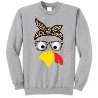 Turkey Face Cheetah Cute Thanksgiving Tall Sweatshirt