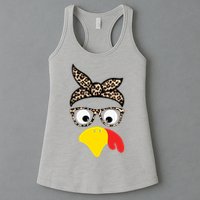 Turkey Face Cheetah Cute Thanksgiving Womens Tank Top