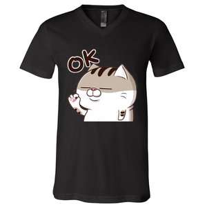 The Fat Cat, Ami Fat Cat OKOK, Funny Cat V-Neck T-Shirt