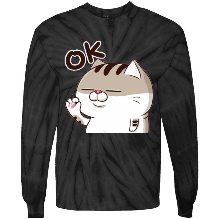 The Fat Cat, Ami Fat Cat OKOK, Funny Cat Tie-Dye Long Sleeve Shirt