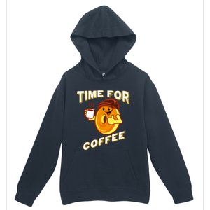 Time For Coffee Funny Bagel And Coffee Lovers Cartoon Design Cute Gift Urban Pullover Hoodie