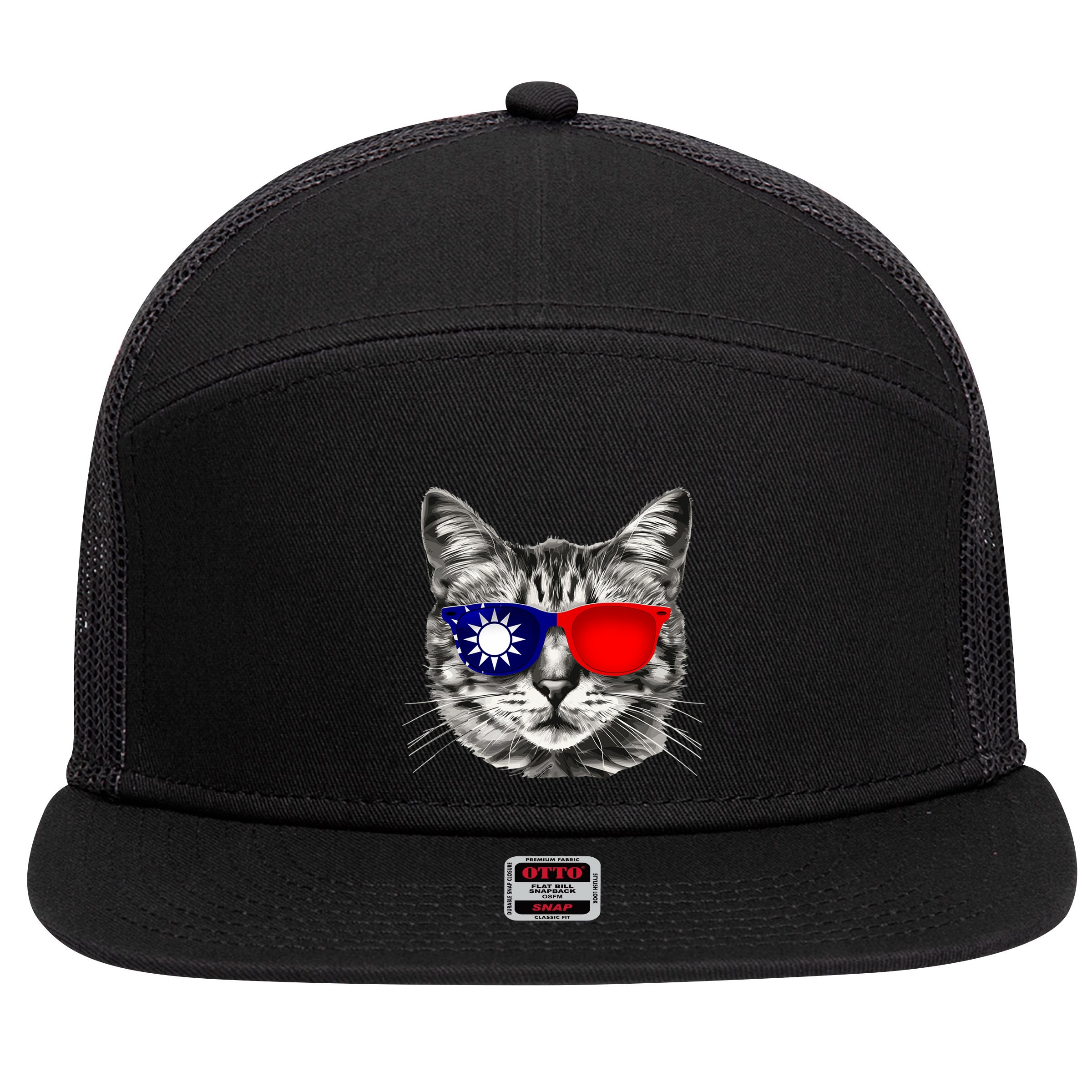 Taiwanese Flag Cat Owner Souvenirs 7 Panel Mesh Trucker Snapback Hat