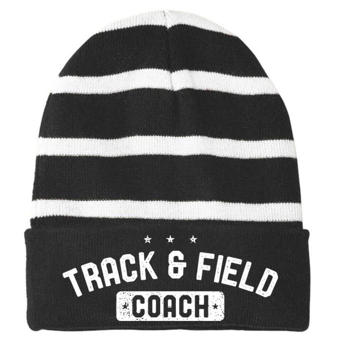 Track Field Coach Vintage Track Field Striped Beanie with Solid Band