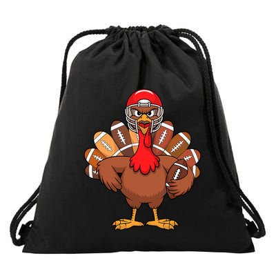 Thanksgiving Football Cool Football Turkey Drawstring Bag