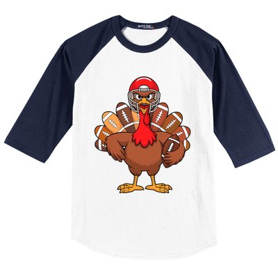 Thanksgiving Football Cool Football Turkey Baseball Sleeve Shirt