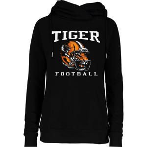 Tiger Football Cool Tiger Mascot Football Womens Funnel Neck Pullover Hood