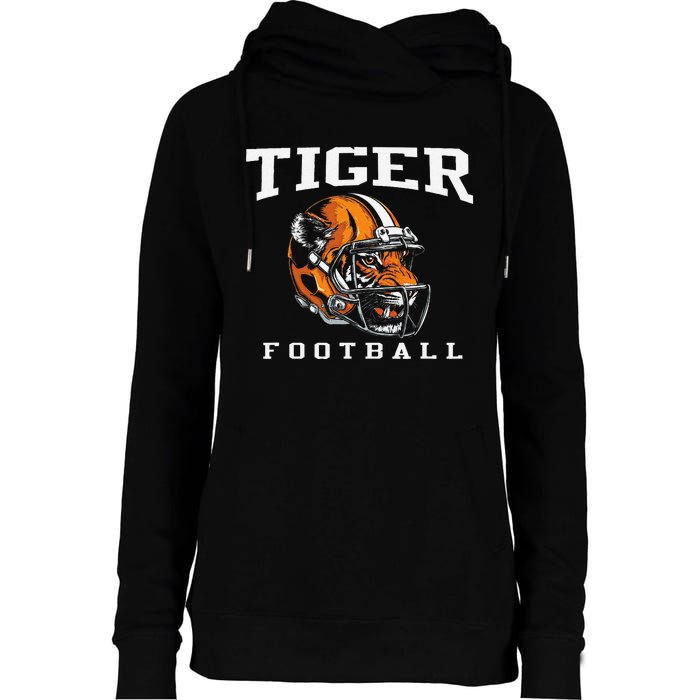 Tiger Football Cool Tiger Mascot Football Womens Funnel Neck Pullover Hood