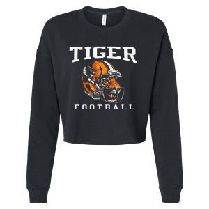 Tiger Football Cool Tiger Mascot Football Cropped Pullover Crew