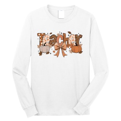 Teacher Fall Coquette Cute Matching Team Gift Idea Long Sleeve Shirt