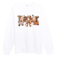 Teacher Fall Coquette Cute Matching Team Gift Idea Premium Crewneck Sweatshirt