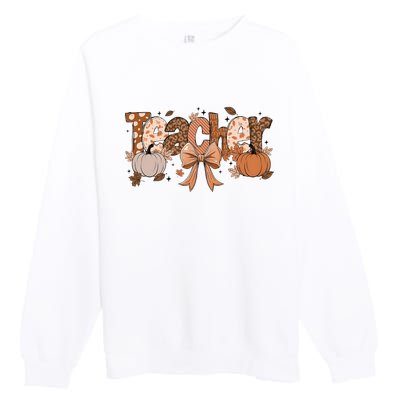 Teacher Fall Coquette Cute Matching Team Gift Idea Premium Crewneck Sweatshirt