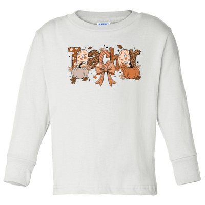 Teacher Fall Coquette Cute Matching Team Gift Idea Toddler Long Sleeve Shirt