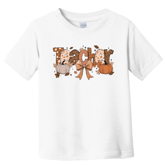 Teacher Fall Coquette Cute Matching Team Gift Idea Toddler T-Shirt