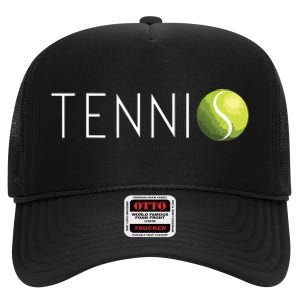 Tennis For Cool Text Tennis Ball High Crown Mesh Back Trucker Hat