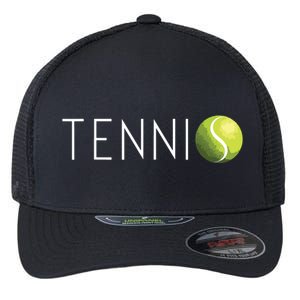 Tennis For Cool Text Tennis Ball Flexfit Unipanel Trucker Cap