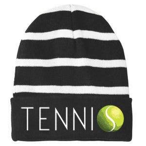 Tennis For Cool Text Tennis Ball Striped Beanie with Solid Band