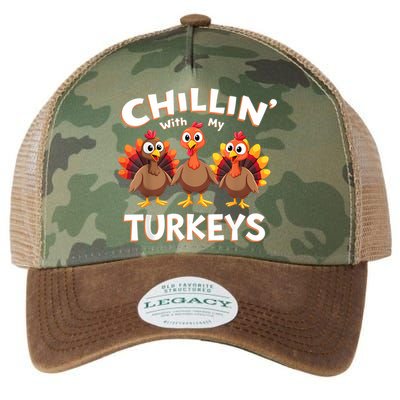 Thanksgiving Family Chillin With My Turkeys Legacy Tie Dye Trucker Hat