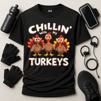 Thanksgiving Family Chillin With My Turkeys Cooling Performance Crew T-Shirt