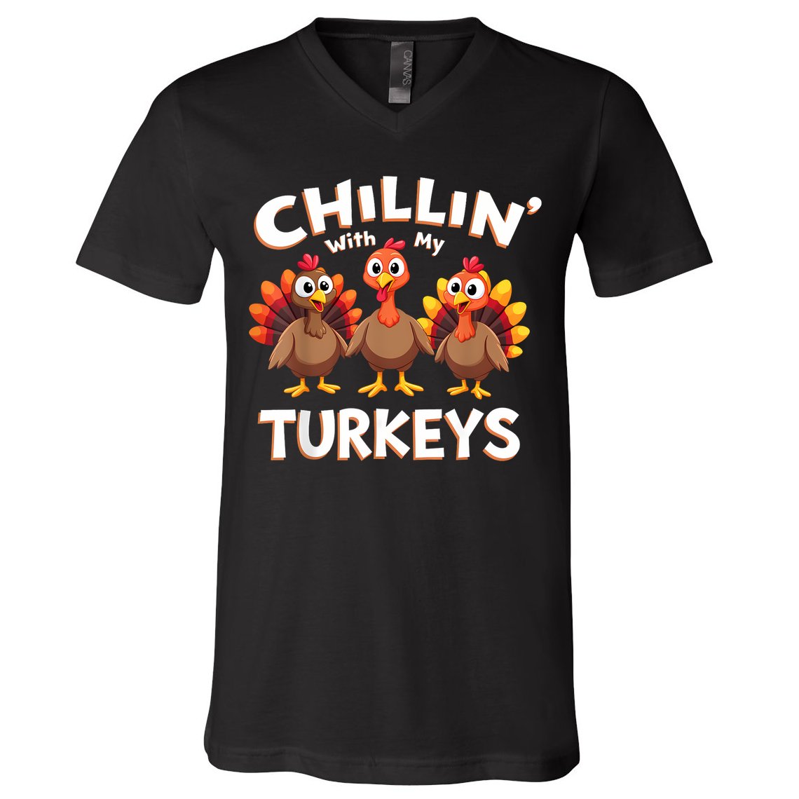 Thanksgiving Family Chillin With My Turkeys V-Neck T-Shirt