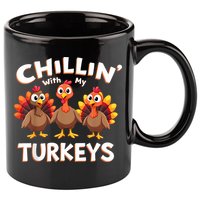 Thanksgiving Family Chillin With My Turkeys 11oz C Handle Ceramic Mug