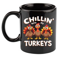Thanksgiving Family Chillin With My Turkeys 11oz C Handle Ceramic Mug
