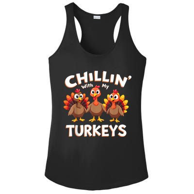 Thanksgiving Family Chillin With My Turkeys Ladies PosiCharge Competitor Racerback Tank