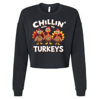 Thanksgiving Family Chillin With My Turkeys Cropped Pullover Crew