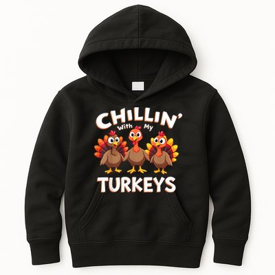 Thanksgiving Family Chillin With My Turkeys Kids Hoodie