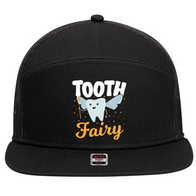 Tooth Fairy Dentist Dental Tooth Fairy Gift 7 Panel Mesh Trucker Snapback Hat