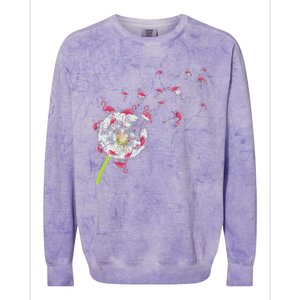 Tropical Floral Dandelion Exotic Bird Animal Flamingo Colorblast Crewneck Sweatshirt