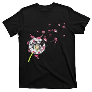 Tropical Floral Dandelion Exotic Bird Animal Flamingo T-Shirt