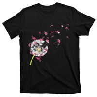 Tropical Floral Dandelion Exotic Bird Animal Flamingo T-Shirt