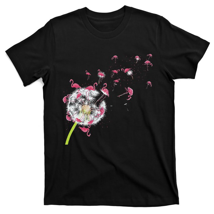 Tropical Floral Dandelion Exotic Bird Animal Flamingo T-Shirt