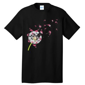 Tropical Floral Dandelion Exotic Bird Animal Flamingo Tall T-Shirt