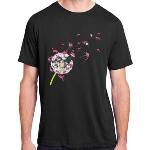 Tropical Floral Dandelion Exotic Bird Animal Flamingo Adult ChromaSoft Performance T-Shirt