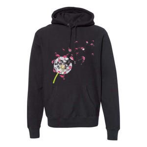 Tropical Floral Dandelion Exotic Bird Animal Flamingo Premium Hoodie