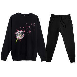 Tropical Floral Dandelion Exotic Bird Animal Flamingo Premium Crewneck Sweatsuit Set