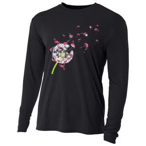 Tropical Floral Dandelion Exotic Bird Animal Flamingo Cooling Performance Long Sleeve Crew