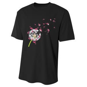 Tropical Floral Dandelion Exotic Bird Animal Flamingo Performance Sprint T-Shirt