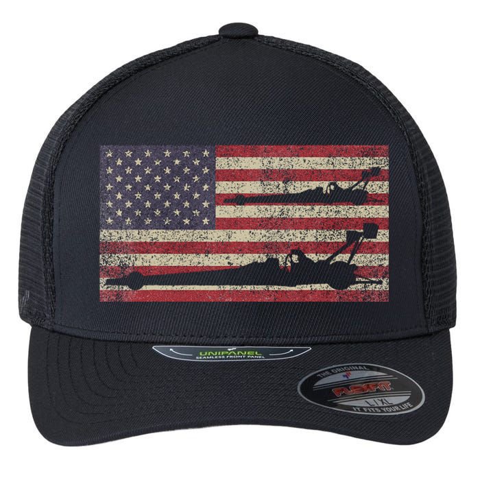 Top Fuel Dragsters Usa Patriotic American Flag Dragster Fan Flexfit Unipanel Trucker Cap