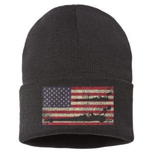 Top Fuel Dragsters Usa Patriotic American Flag Dragster Fan Sustainable Knit Beanie