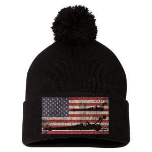 Top Fuel Dragsters Usa Patriotic American Flag Dragster Fan Pom Pom 12in Knit Beanie