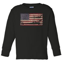 Top Fuel Dragsters Usa Patriotic American Flag Dragster Fan Toddler Long Sleeve Shirt